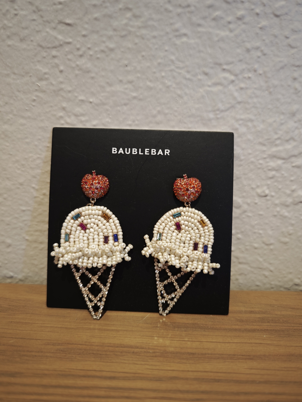 BaubleBar Kids Red & White Beaded Ice Cream Drop Earrings